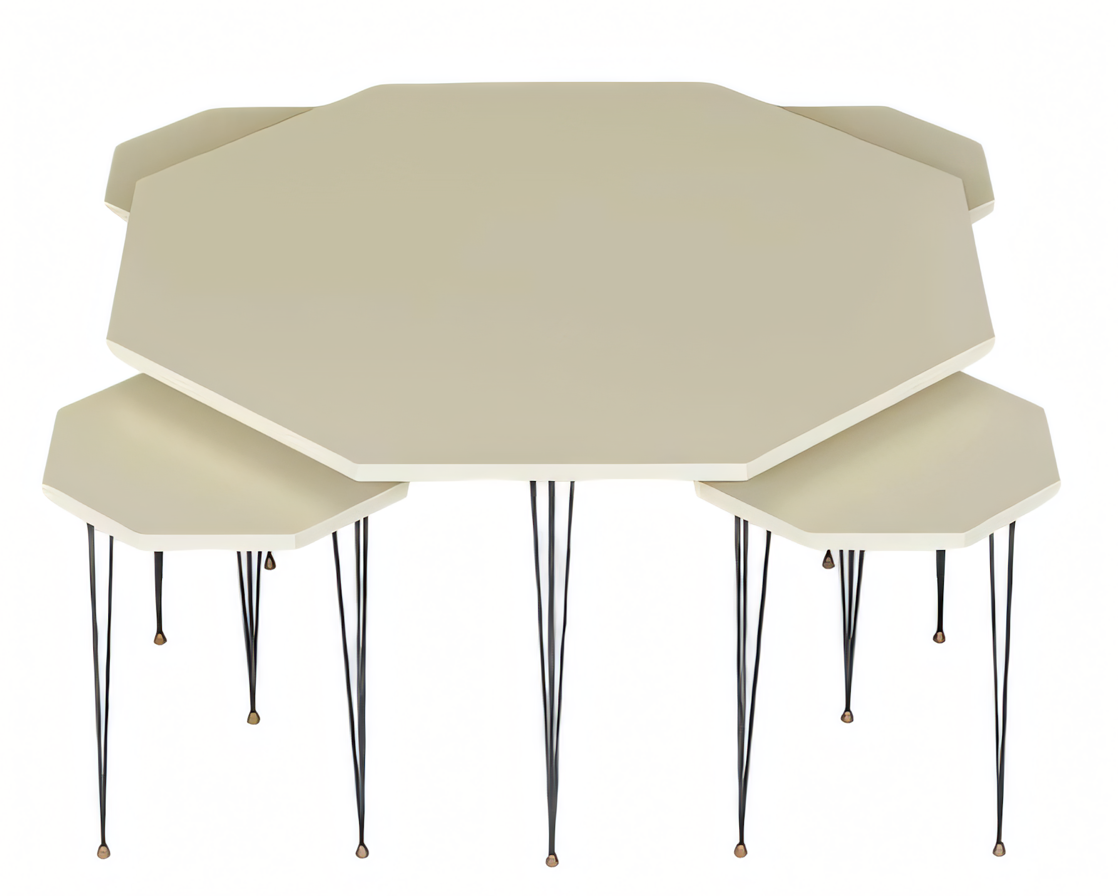Design Satztisch Set 5-teilig – Oktogonaler Couchtisch mit 4 Beistelltischen