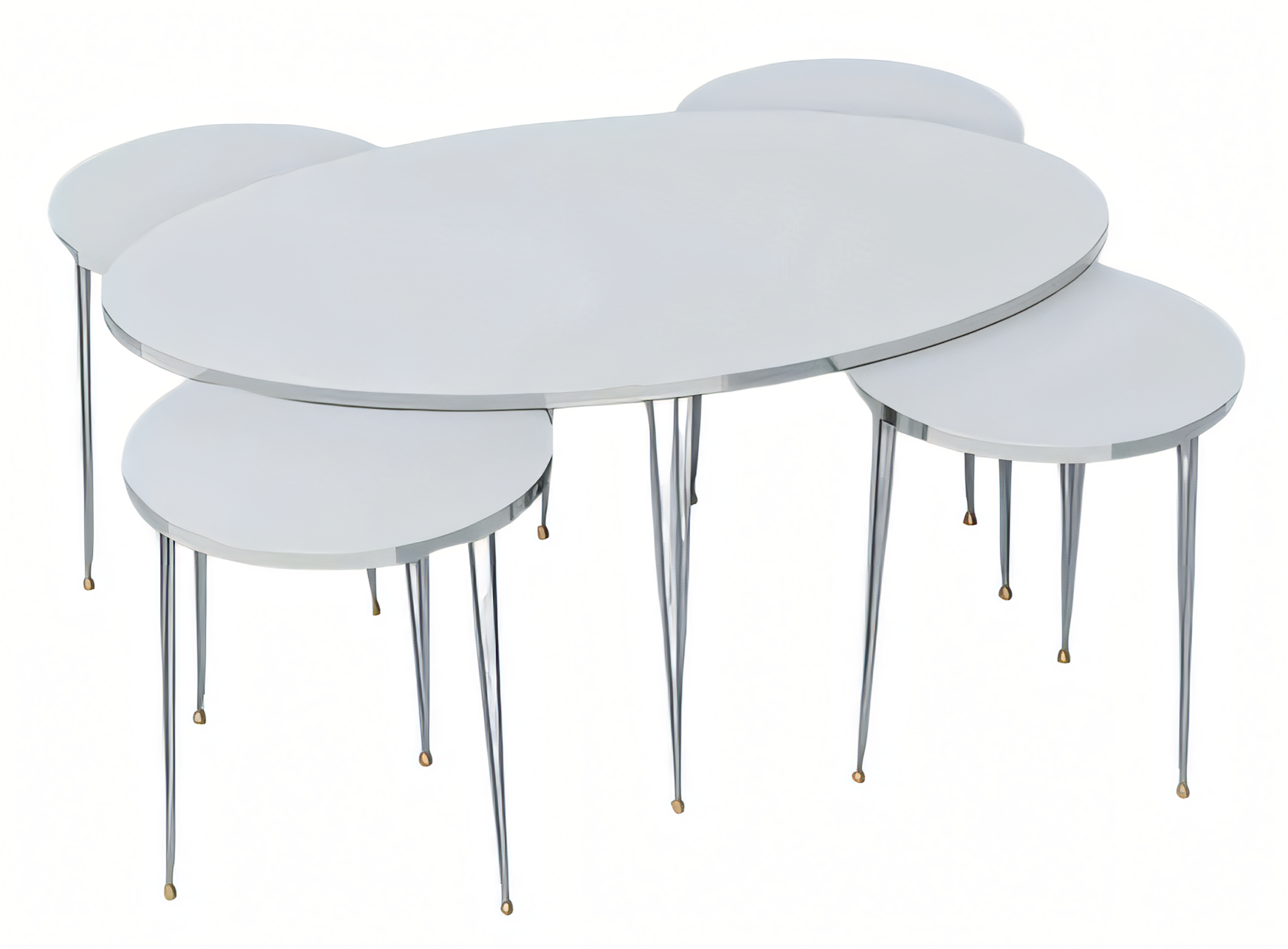 Eleganter weißer Holztisch mit Beistelltischen im modernen Stil