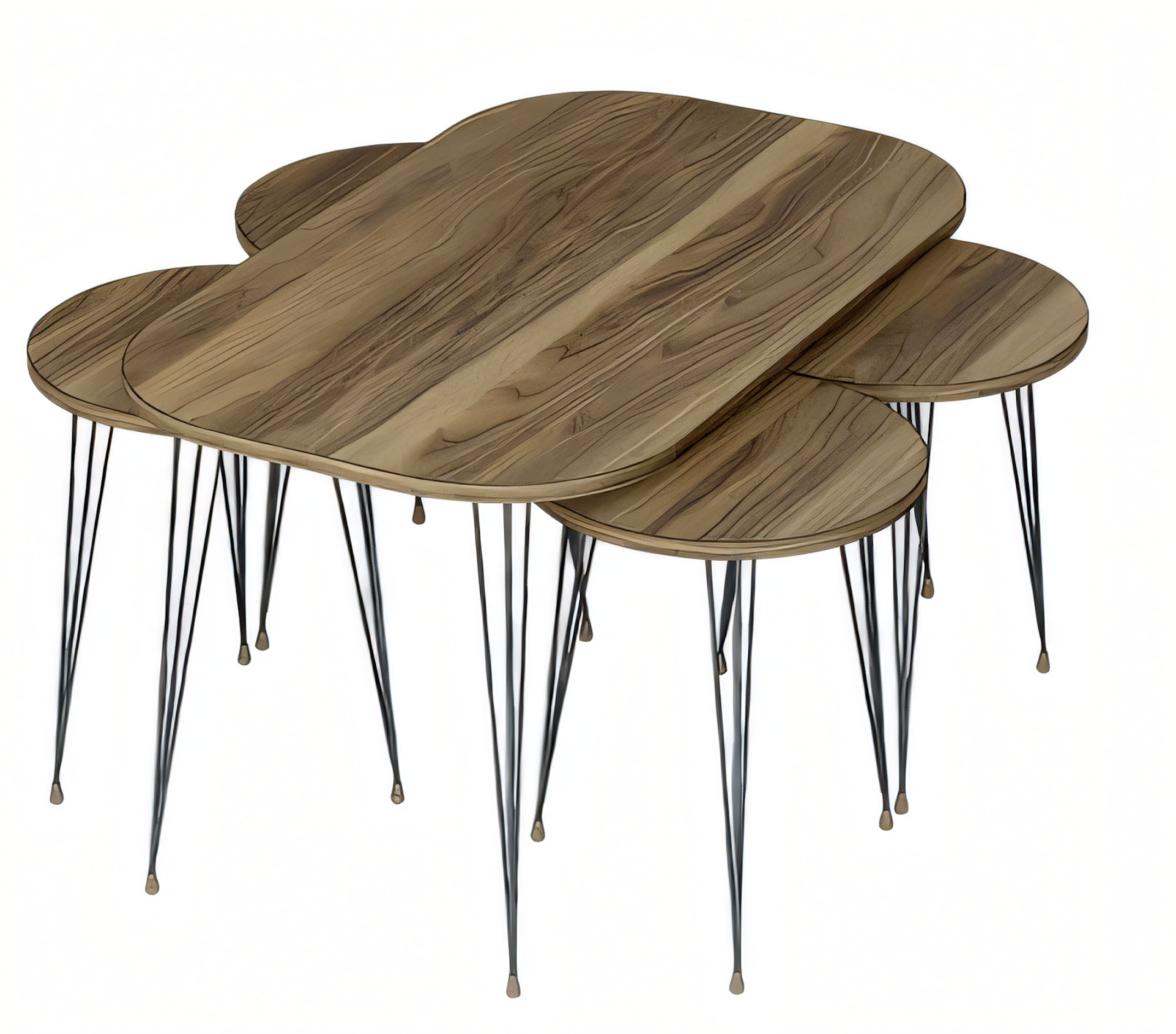 Eleganter brauner Holz-Couchtisch mit Beistelltischen im modernen Stil