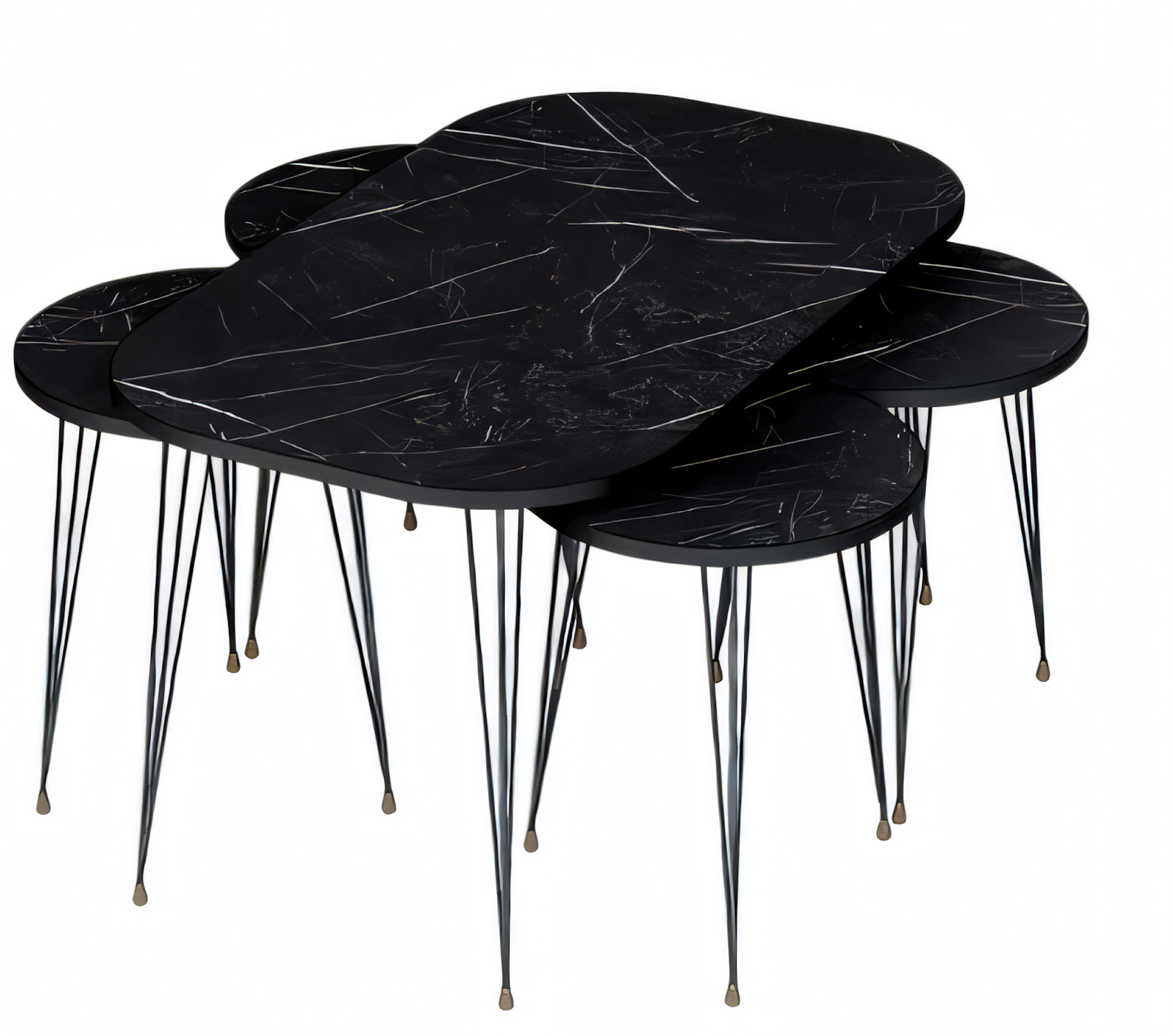 Schwarzer Holz-Couchtisch mit Beistelltischen modern und stilvoll