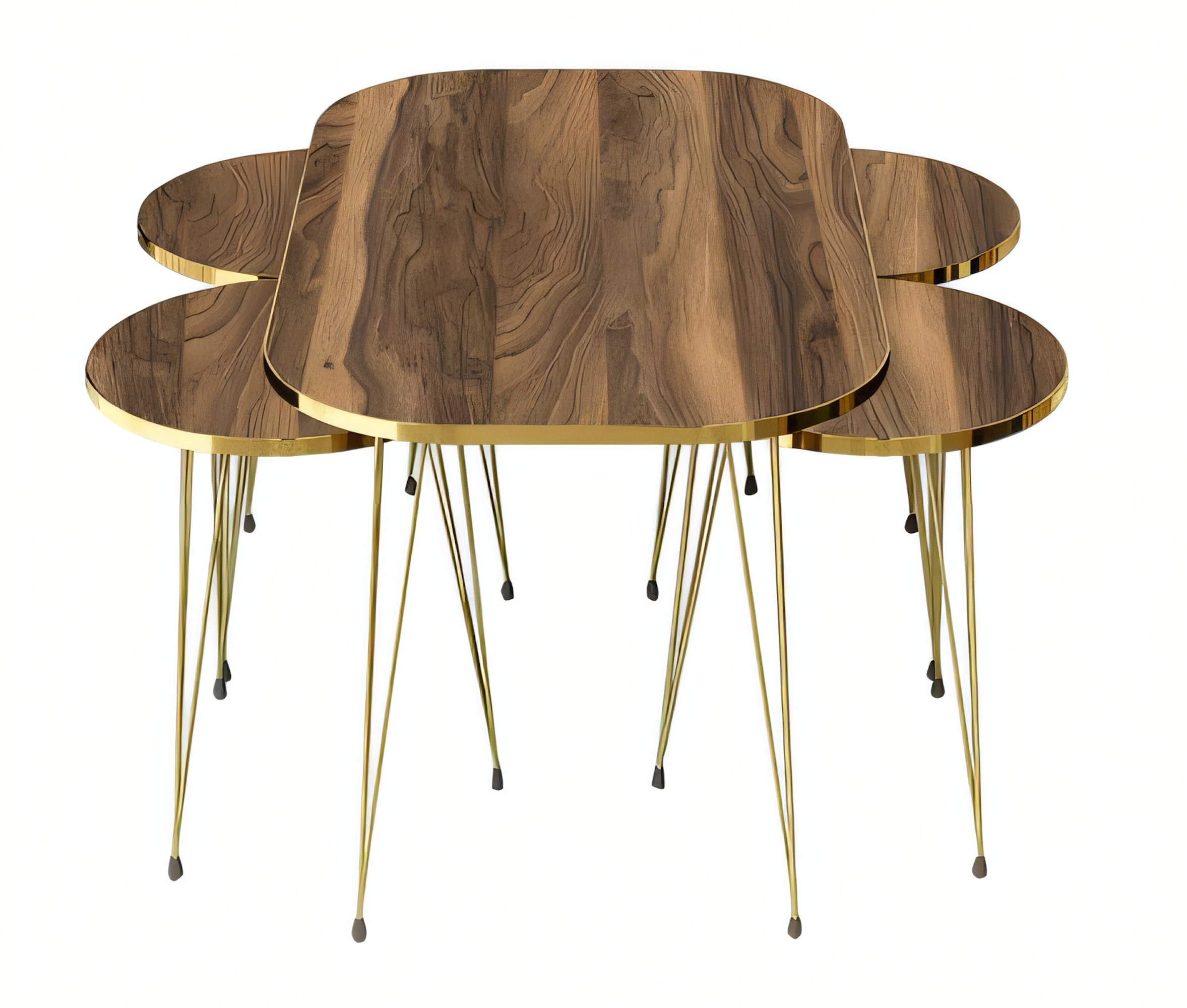 Eleganter brauner Holz-Couchtisch mit Beistelltischen im modernen Stil