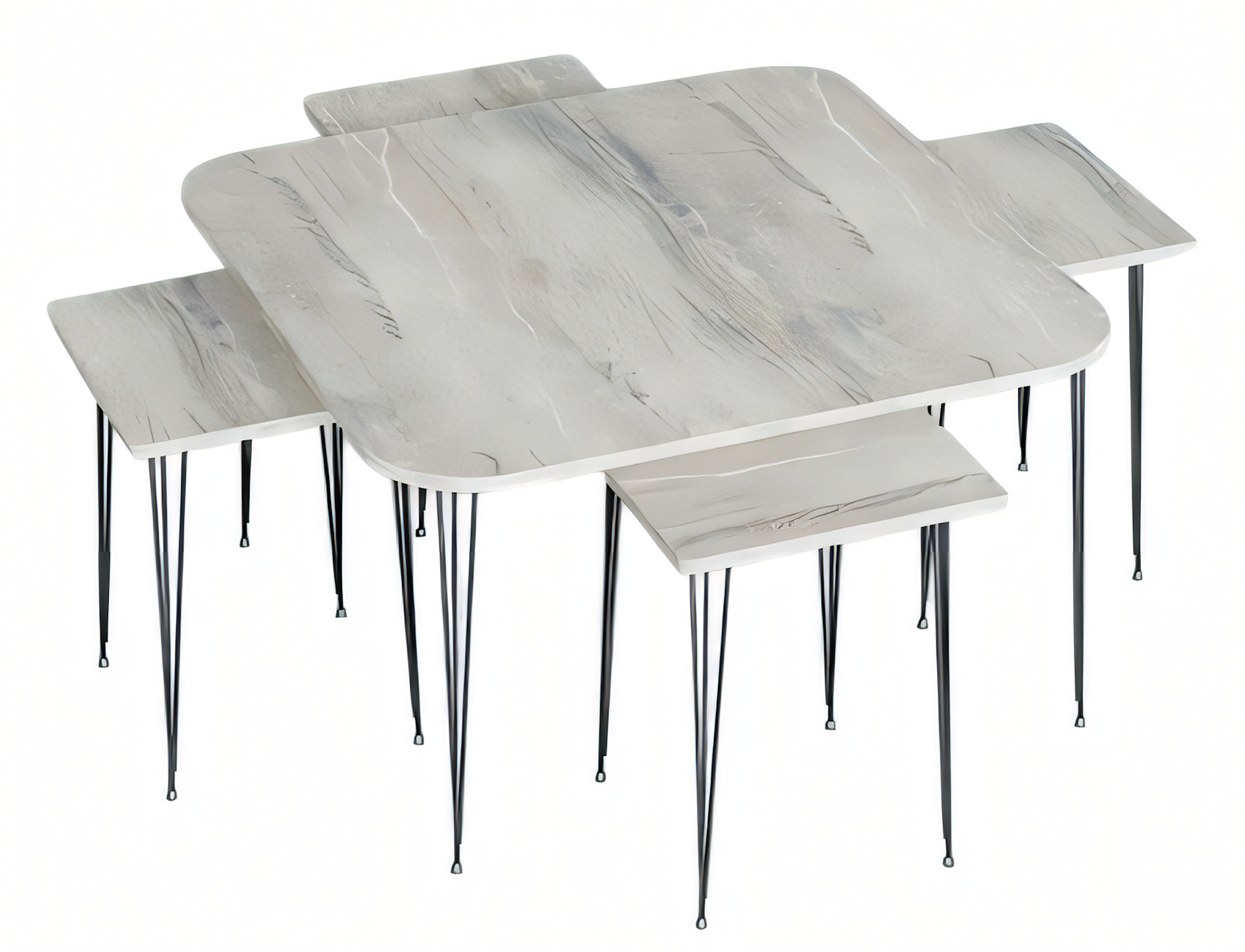 Modernes 5-teiliges Couchtisch Set Quadratisch Marmor-Optik | jvmoebel.at