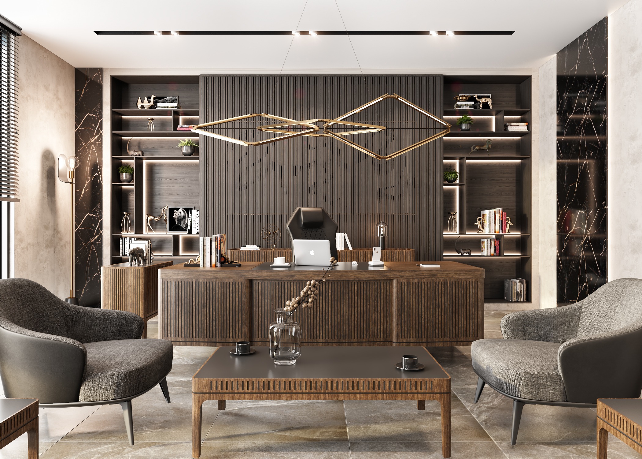 Arbeitszimmer-Set Braun aus Holz modern, stilvoll und funktional