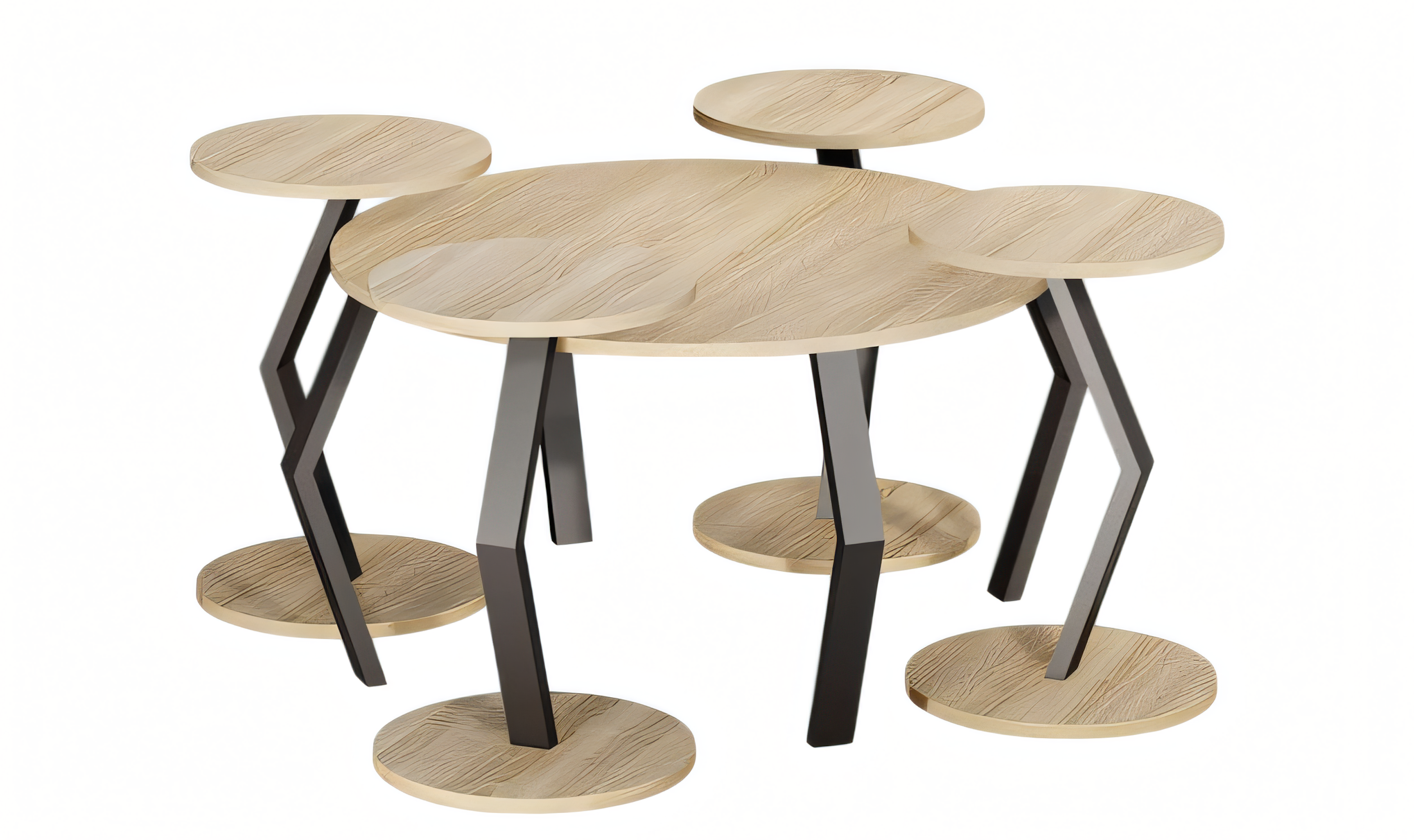 Eleganter brauner Holz-Couchtisch mit Beistelltischen im modernen Stil