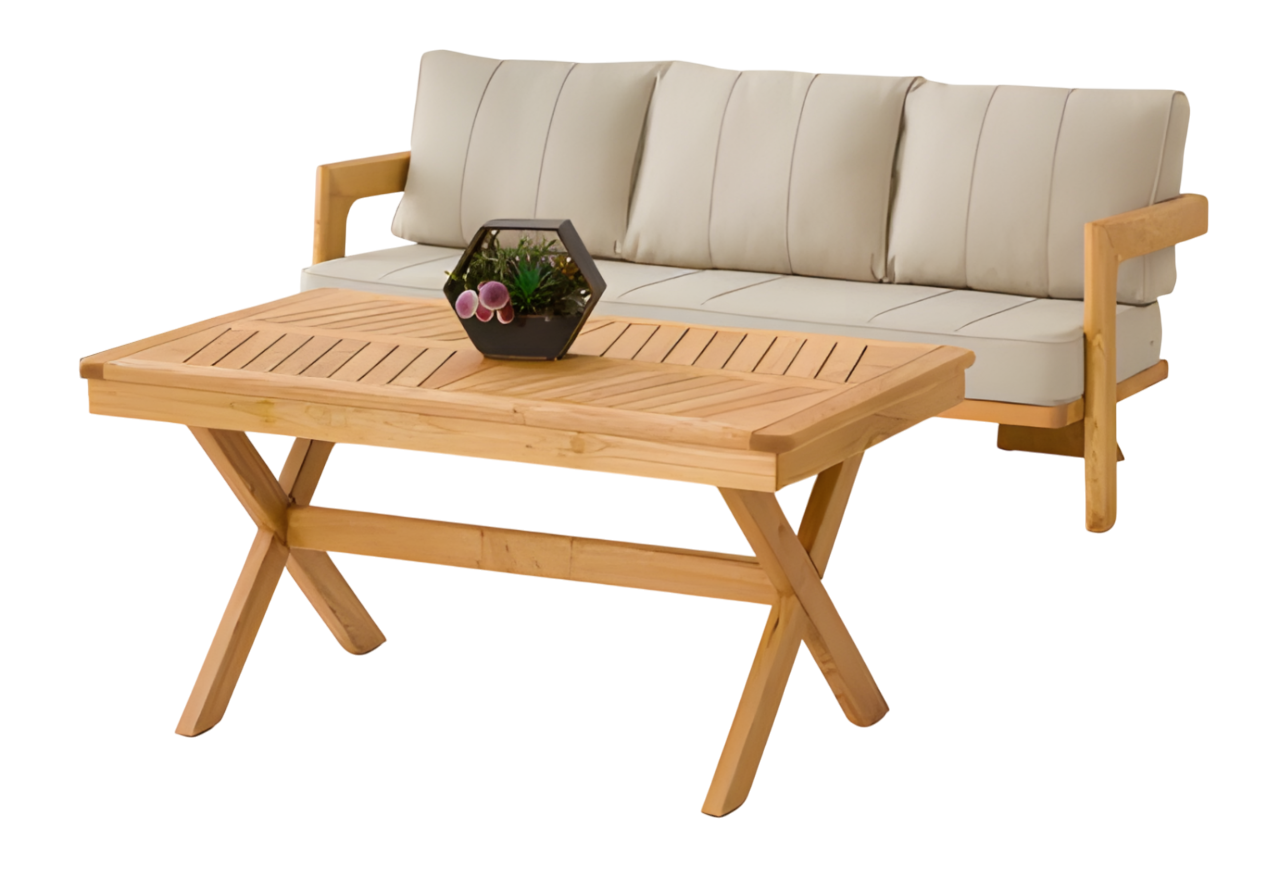 Gartenmöbel Set aus Holz in Beige modern, 2-teilig