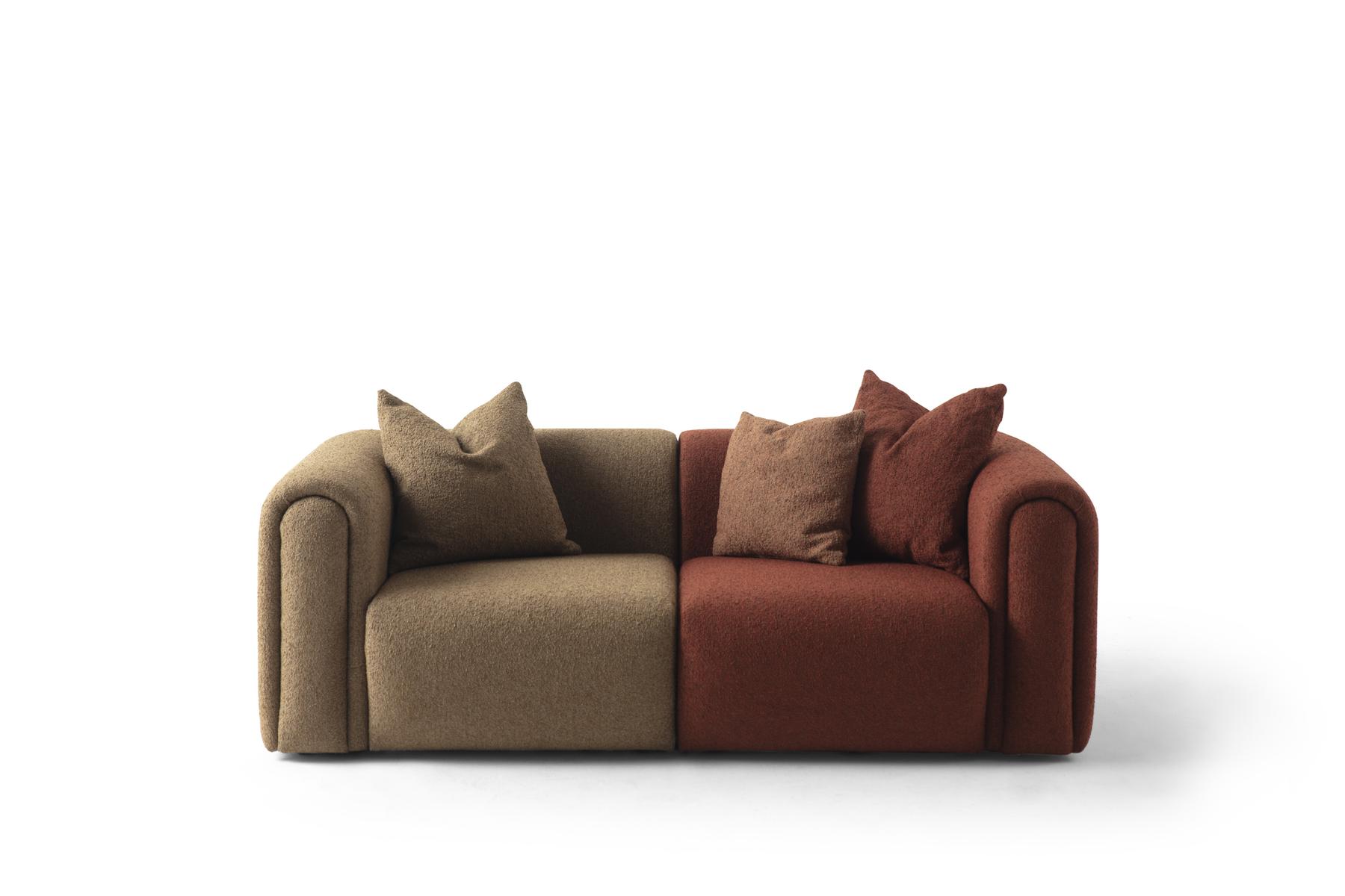 Elegantes 3-Sitzer Sofa aus Textil in Mehrfarbig