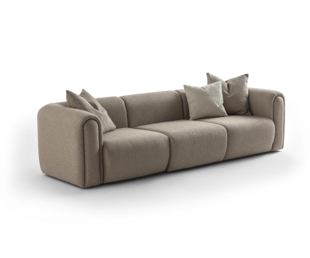 Elegantes braunes 4-Sitzer Sofa aus Textil mit modernem Design