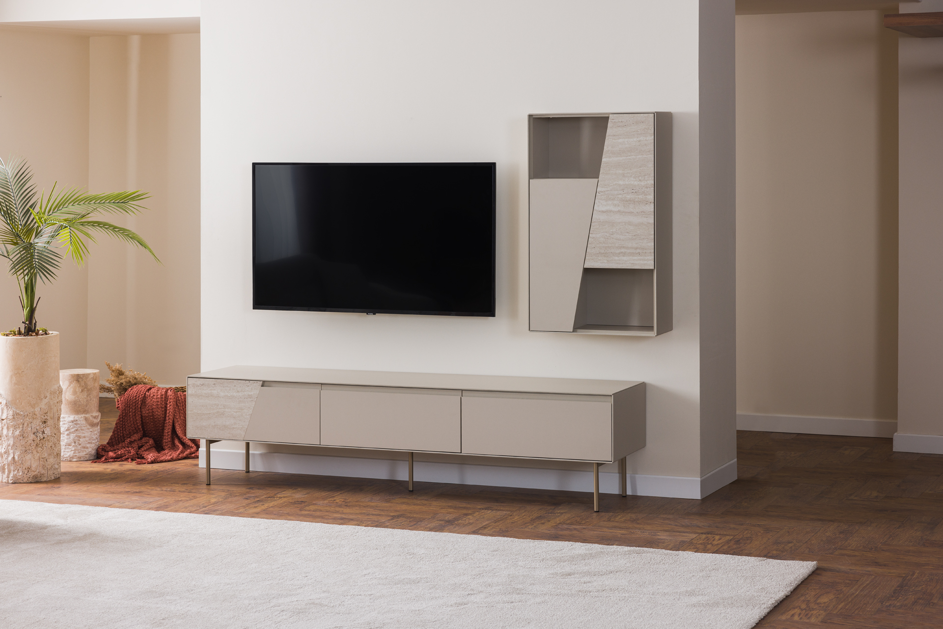 Ein schlichter TV-Schrank, der sich perfekt in ein modernes Interieur einfügt.