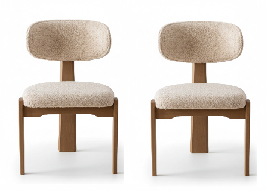 Esstischstühle Set Moderner Stil Beige Holzgestell Elegantes Design