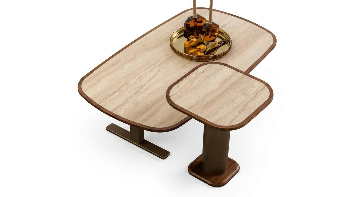 Wohnzimmer Set Moderner Stil Braune Farbe Elegantes Design Holzrahmen