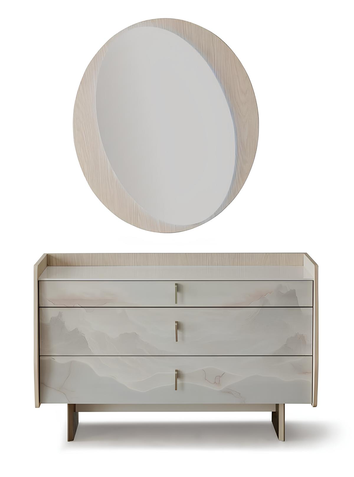 Kommode Beige Farbe Moderner Stil Holzrahmen Holzbeine Vertikale Griffe