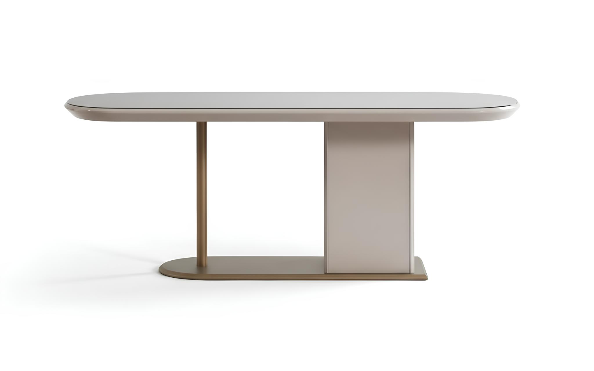 Tisch Beige Farbe Moderner Stil Metallgestell Glasplatte Rechteckig