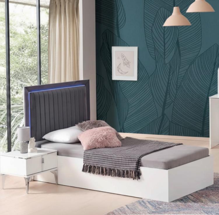 Stylisches Jugendzimmer-Set 2-tlg. – Bett & Nachttisch im Design