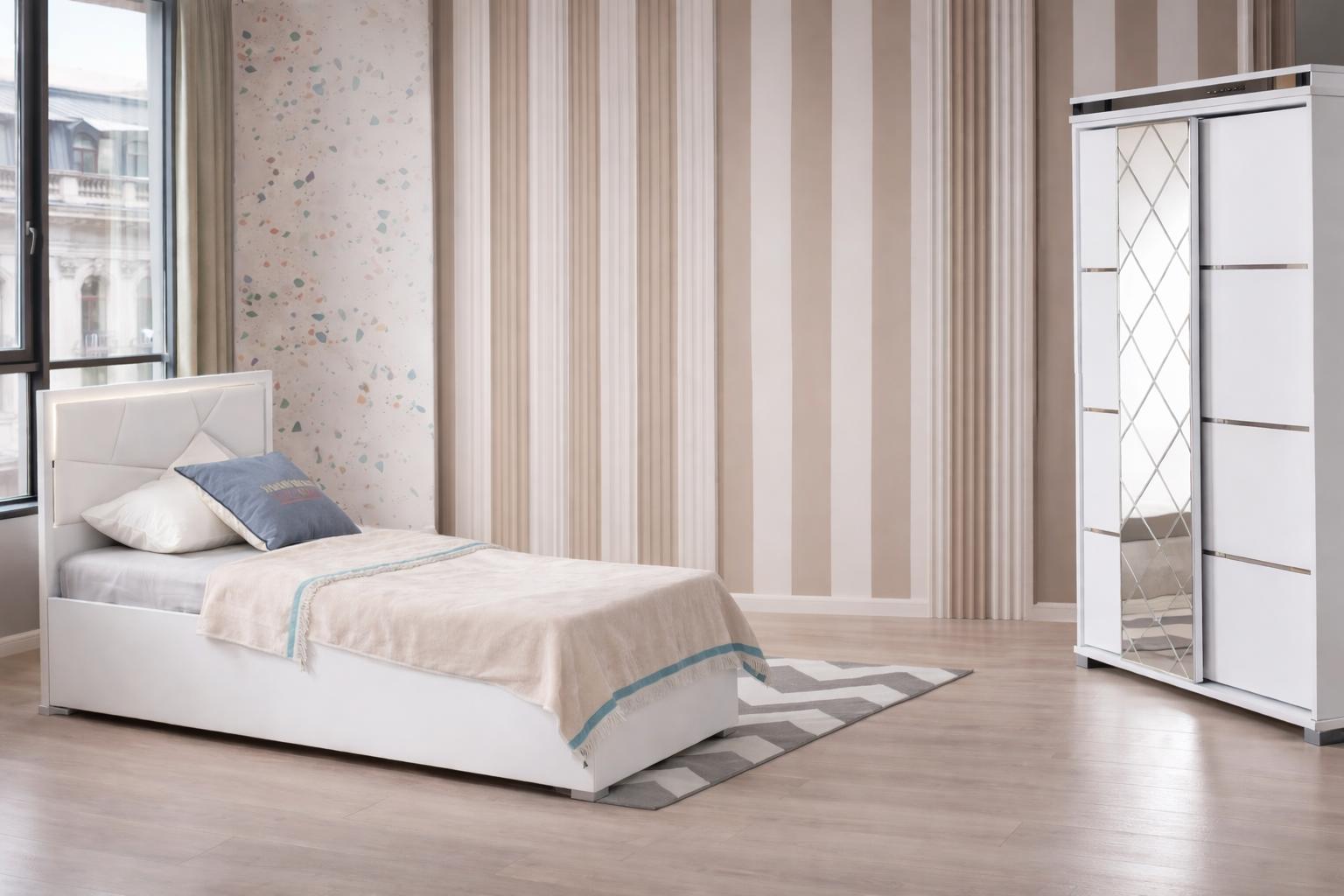 Stilvolles Jugendzimmer-Set 2-tlg. – Bett & Kleiderschrank modern