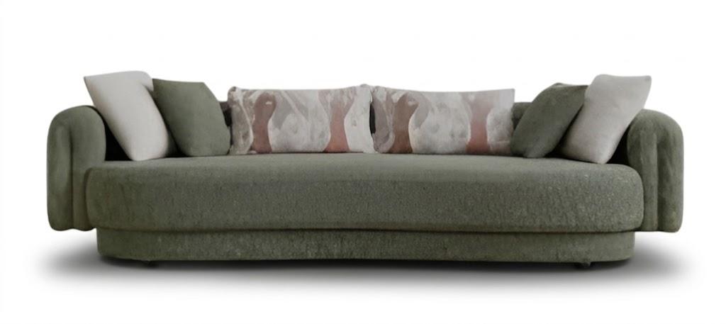 Modernes 3-Sitzer Sofa in Naturgrün Stilvolle Couch mit Kissen-Set
