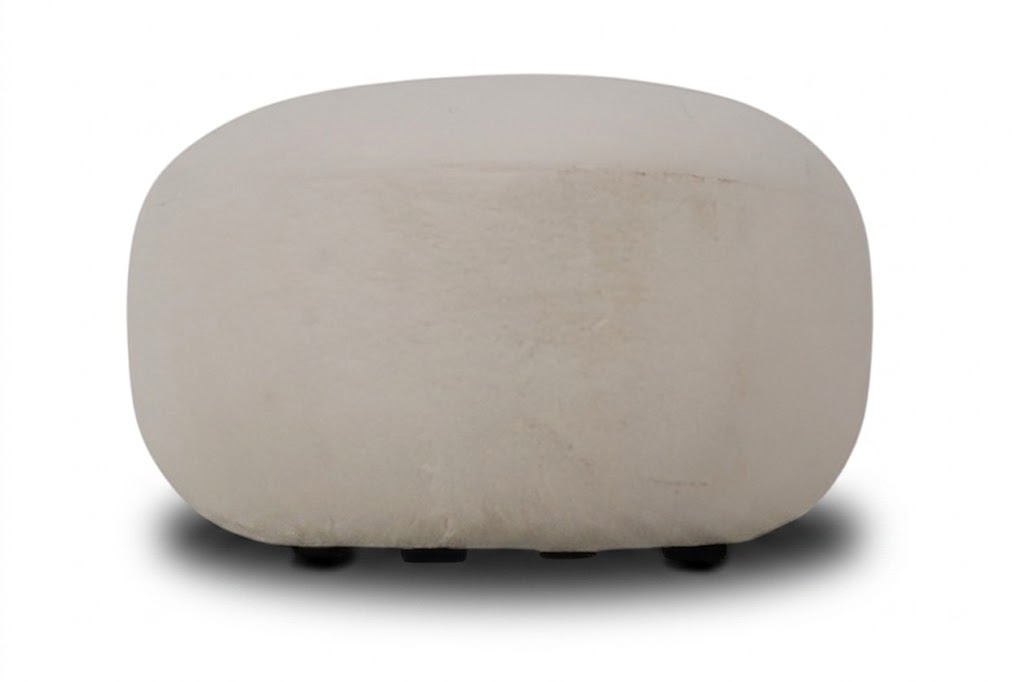 Moderner Polsterhocker Weiß Eleganter Sitzpouf in Bouclé