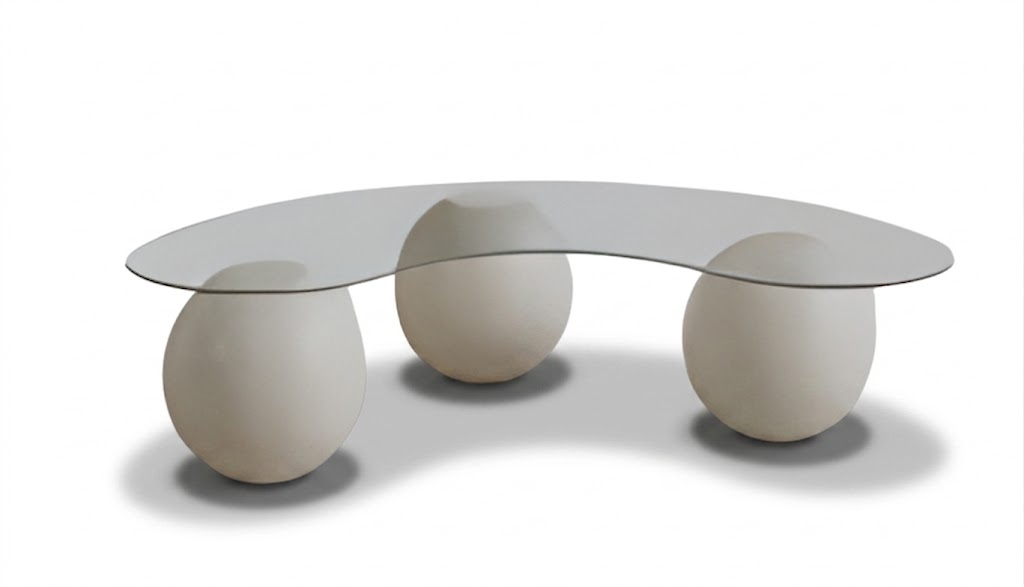 Moderner Couchtisch mit Glasplatte Designer-Tisch in Nierenform