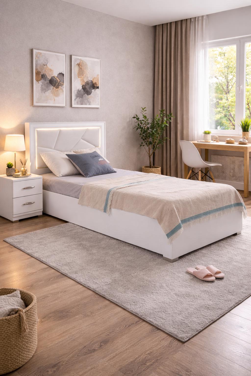 Stilvolles Jugendzimmer-Set 2-tlg. – Bett & Nachttisch modern