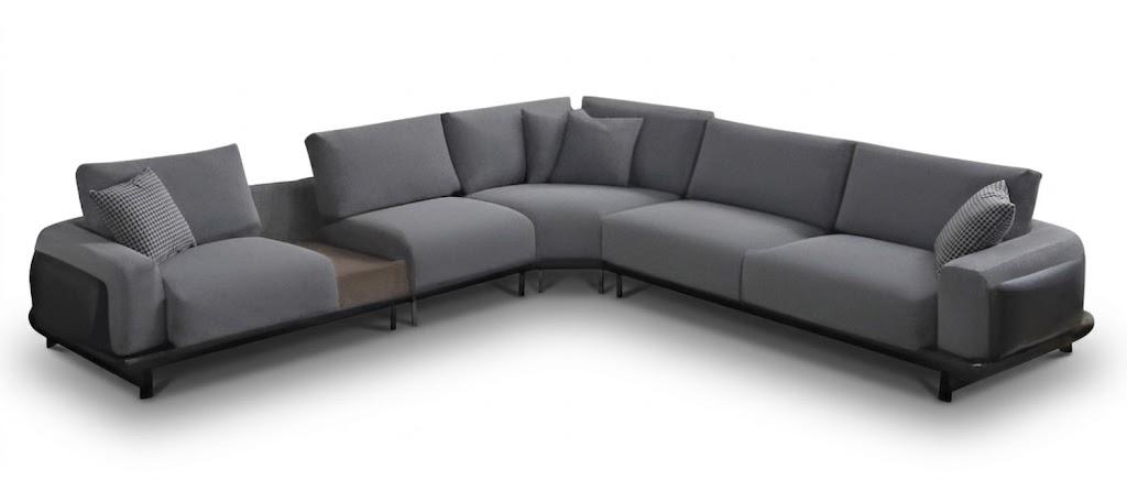 Modernes Ecksofa L-Form Grau XXL Design Couch mit Kissen