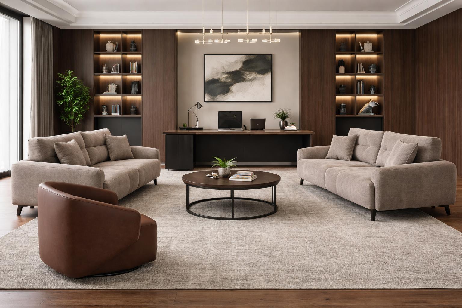 2x 3 Sitzer Sofa Sessel Stil modern Farbe braun praktisch neu Wohnzimmer