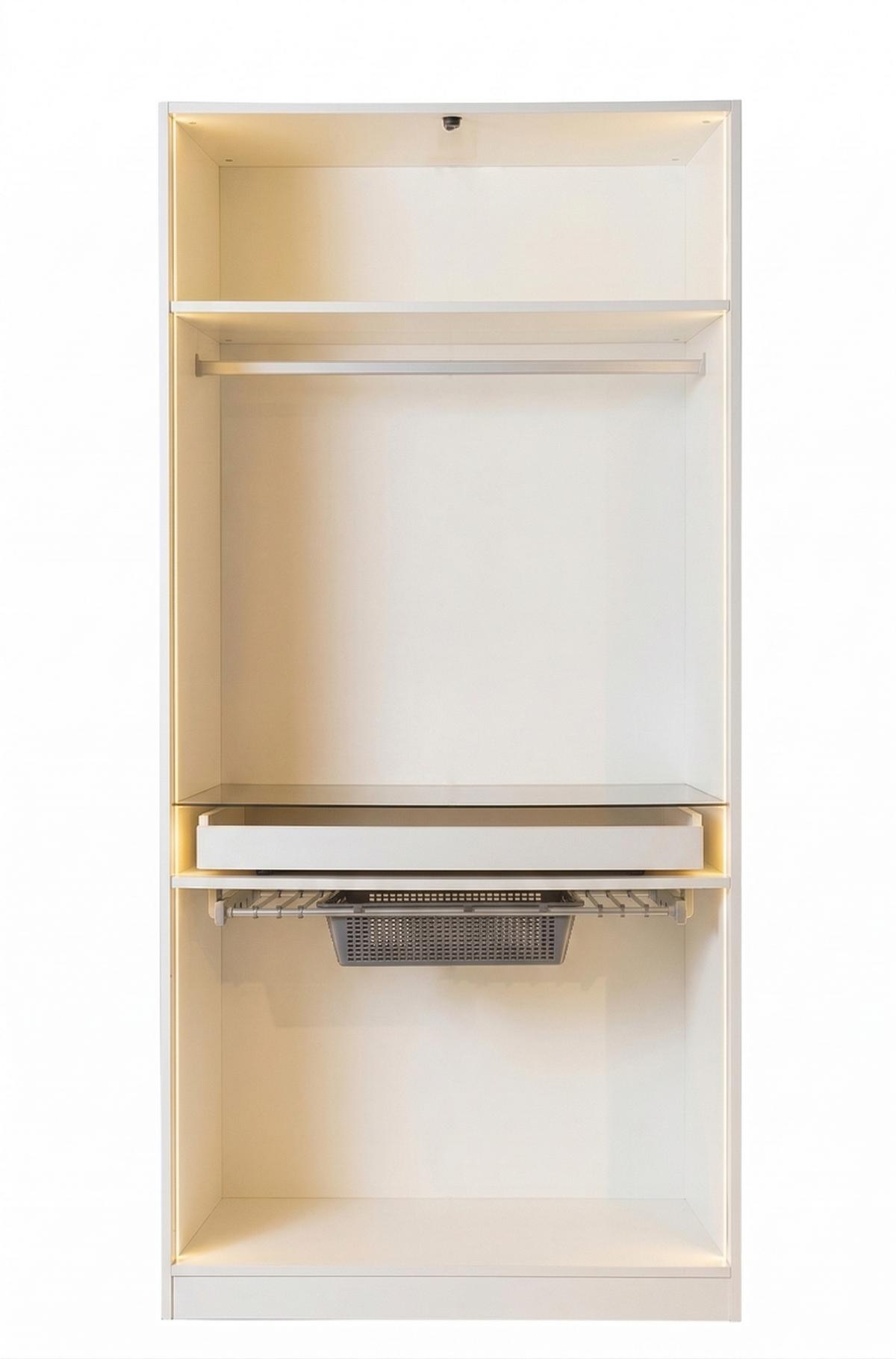 2turiger Kleiderschrank mit Kleiderstange Beige Moderner Stil Elegant