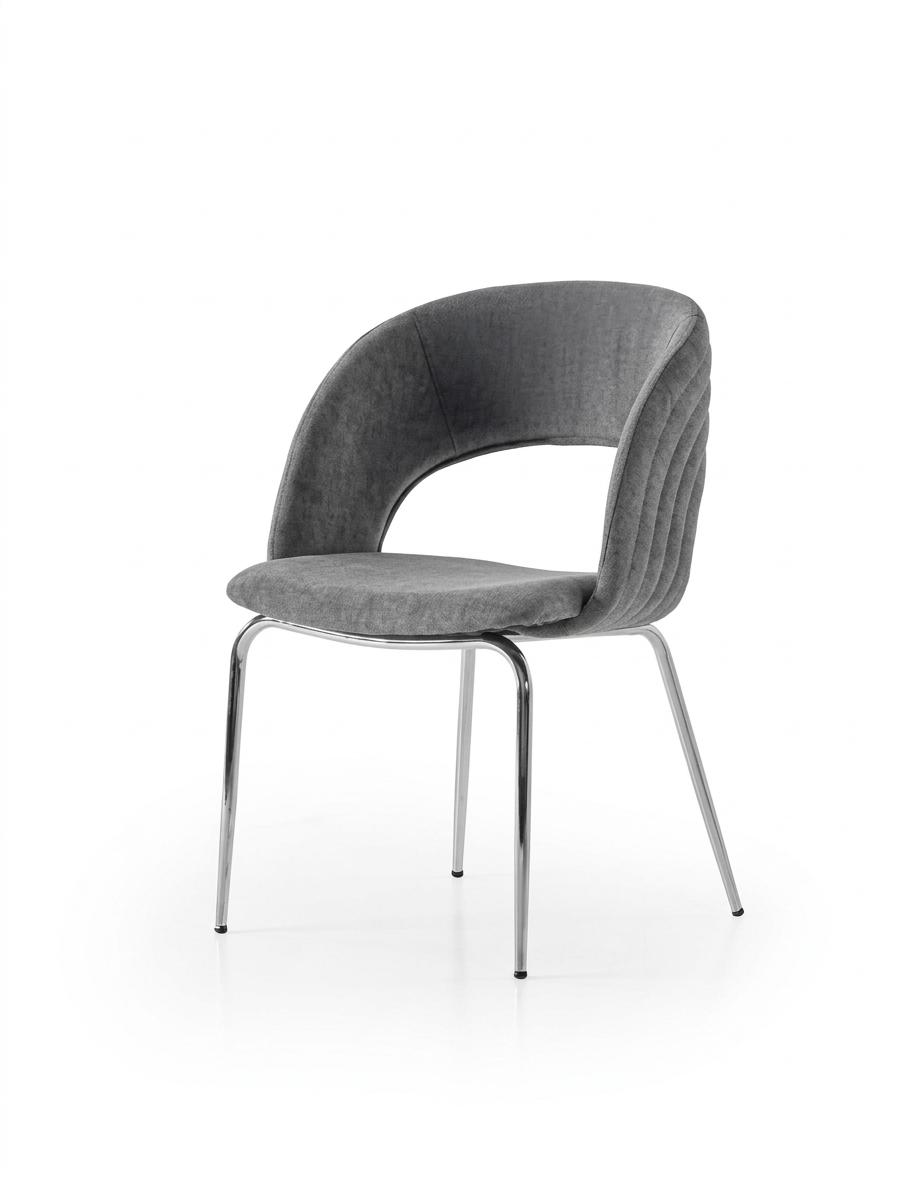 Stuhl Grau Bequem Weich Stoff Metall Modern Komfortabel Stilvoll