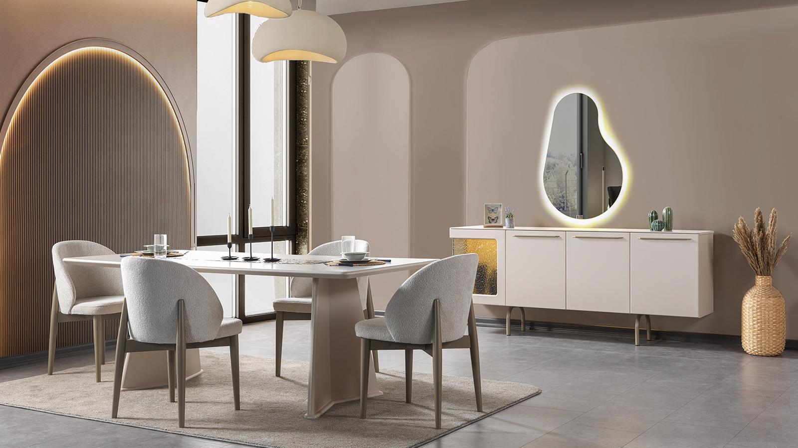 Esstisch 4x Stühle Console Esszimmer Stil modern Farbe weiß praktisch neu