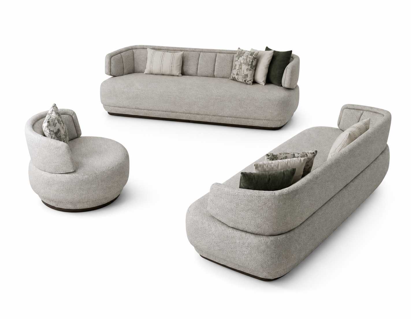 Wohnzimmer Grau Sofa Set 3+3+1 Sitzer Luxusmöbel Designer Komplettes