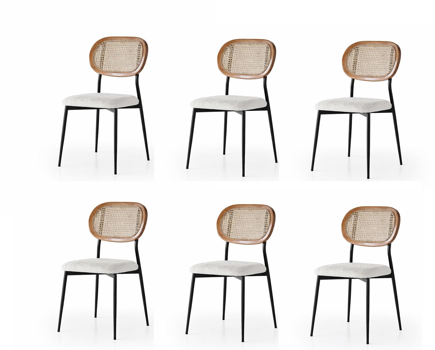 Stuhl-Set 6x Stuhl Weiß Bequem Modern Stilvoll Weich Klassisch