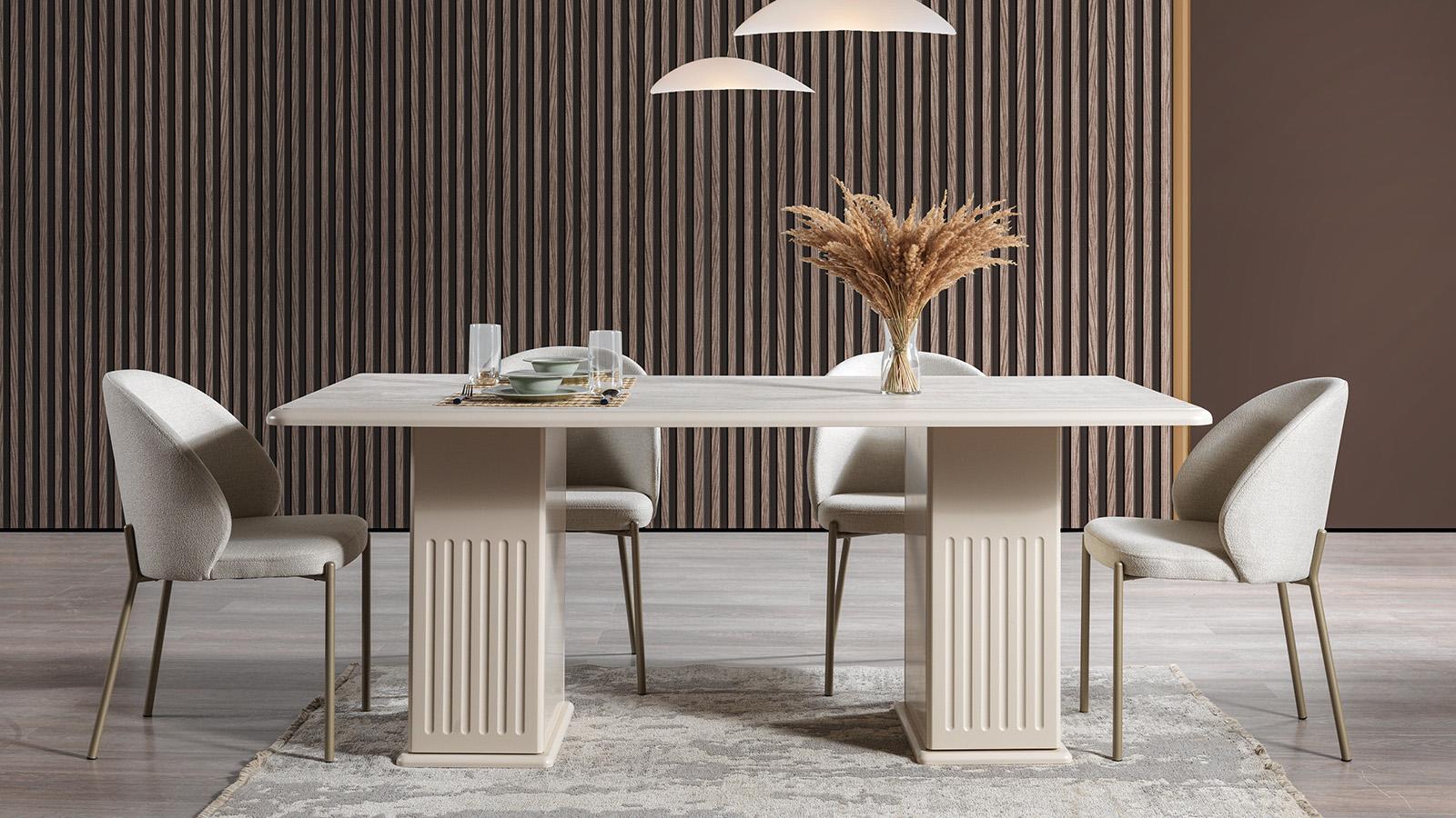 Esstisch 4x Stühle Esszimmer Stil modern Farbe weiß neu praktisch