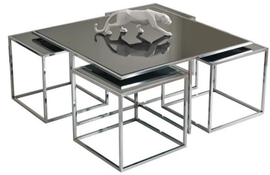 Couchtisch Luxus Modern Wohnzimmer Silber Neu Elegant Stilvoll Metall