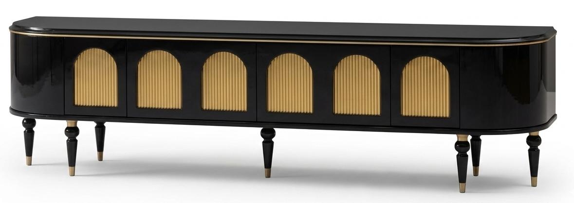 Schwarzer Fernsehschrank  Luxuriöse TV-Konsole TV-Kommode für das Wohnzimmer