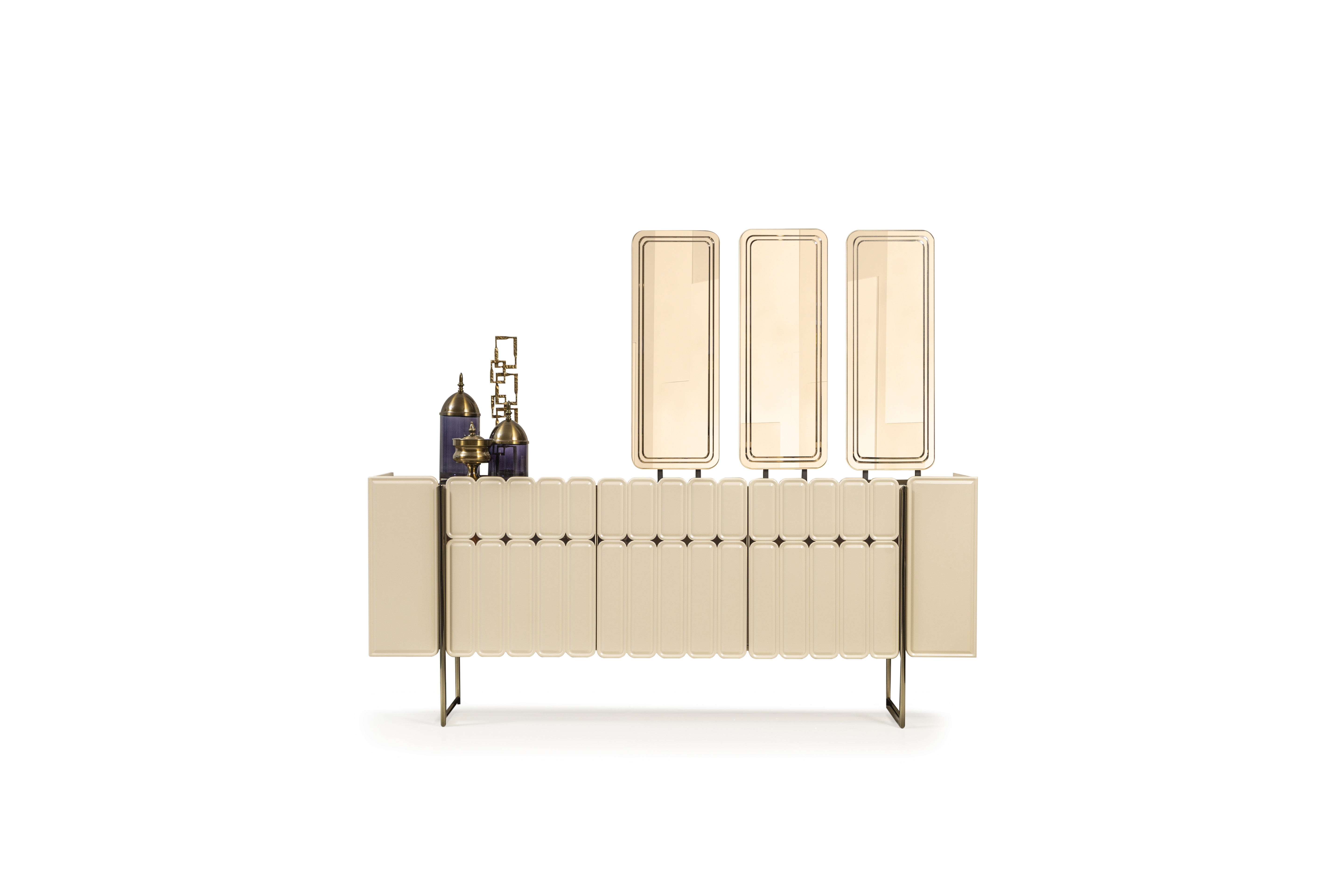 Sideboard Beige Modern Luxus Kommode Spiegel Anrichte Esszimmer Neu