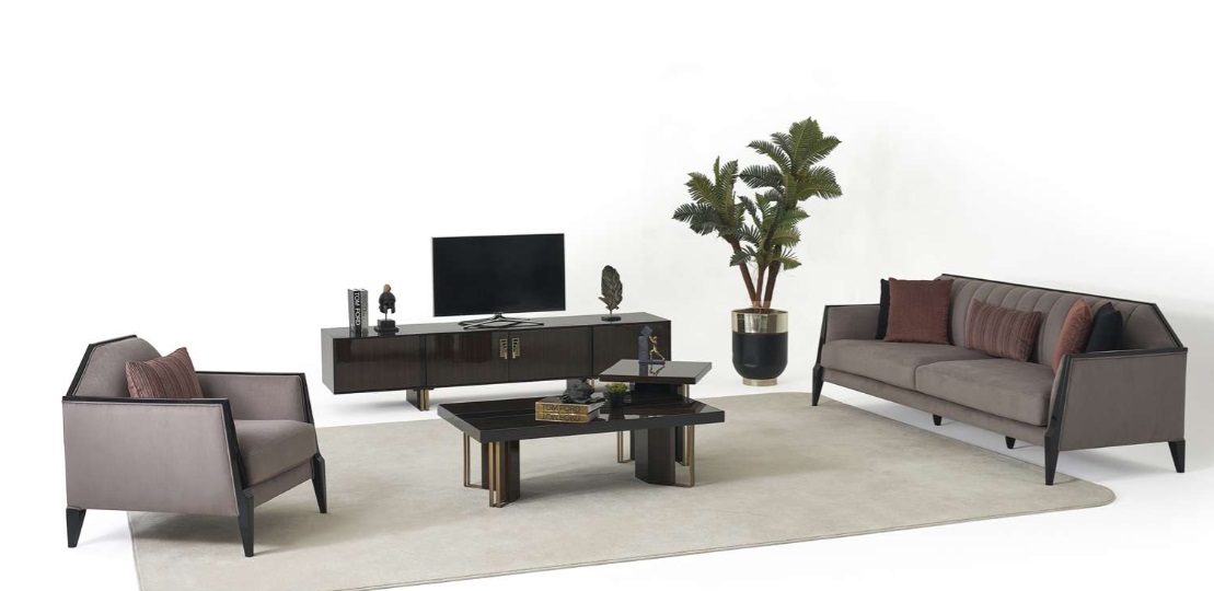 Wohnzimmer Set 3+1 Sitzer Designer TV Lowboard Komplettes Couchtisch
