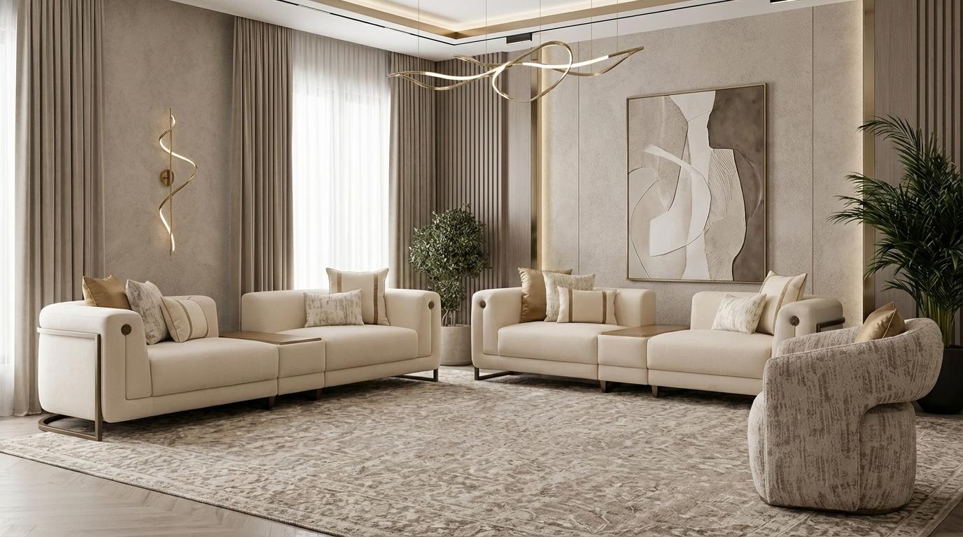Luxuriöses großes Wohnzimmer-Set: 4 + 4 + 1-Sitzer 4-Sitzer-Sofa Polstermöbel