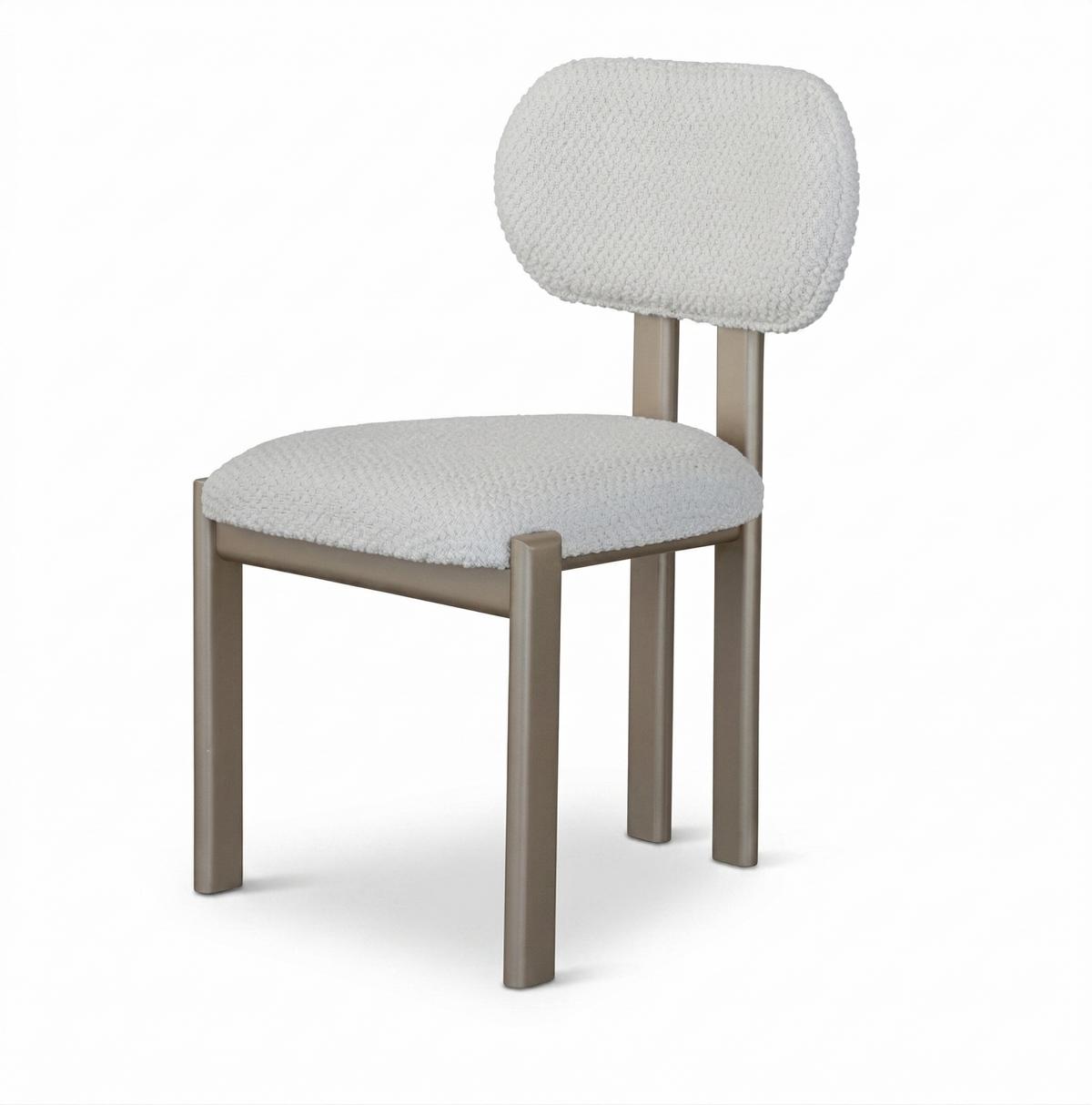 1X Stuhl Weiß Braun Moderner Stil Komfortabel Minimalistisch Schlicht