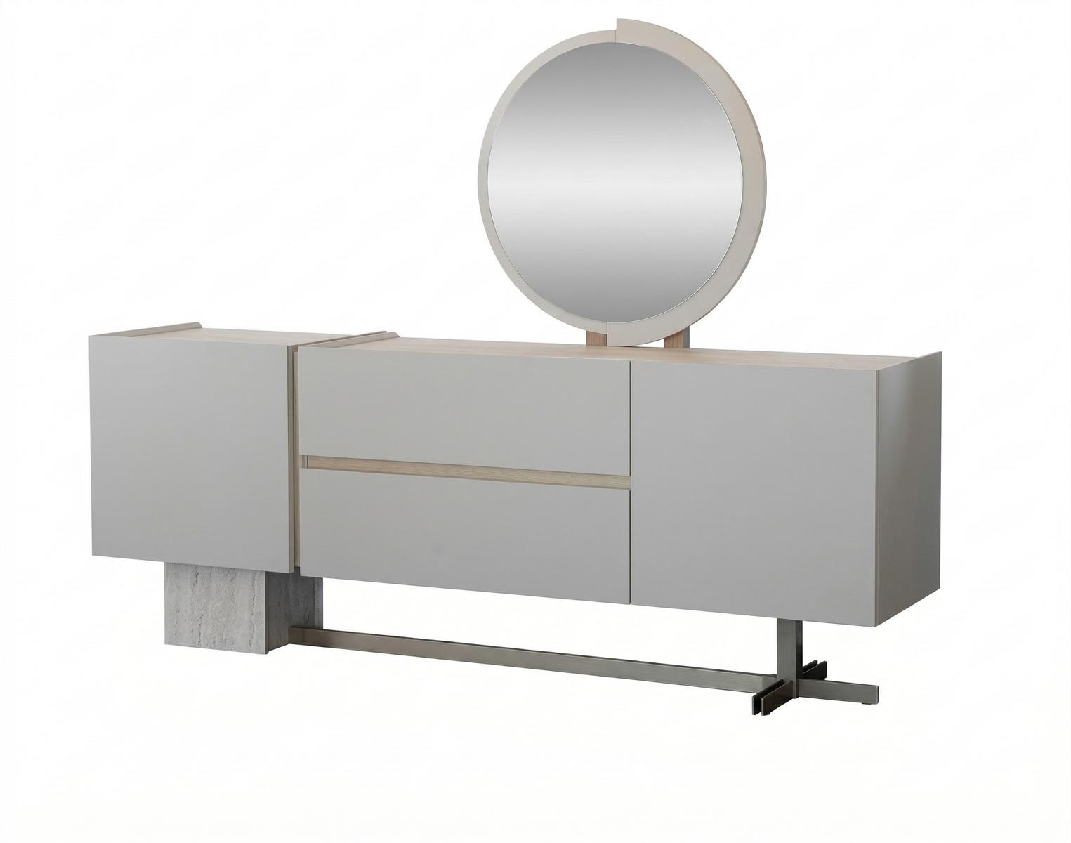 Esszimmer Set Konsole Spiegel Moderner Stil Braun Grau Funktional
