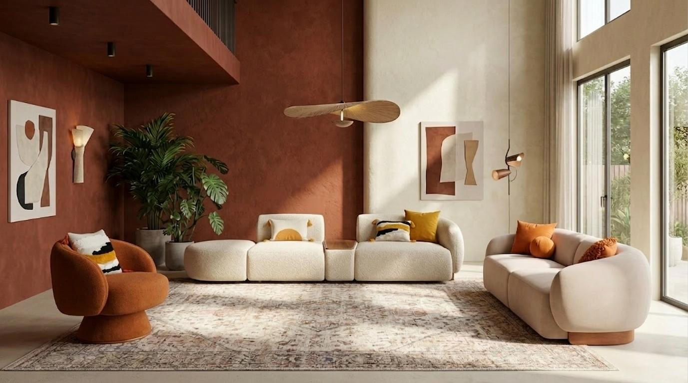 Luxuriöses beiges Wohnzimmer-Set 4+3-Sitzer-Sofas Sessel modernes Set