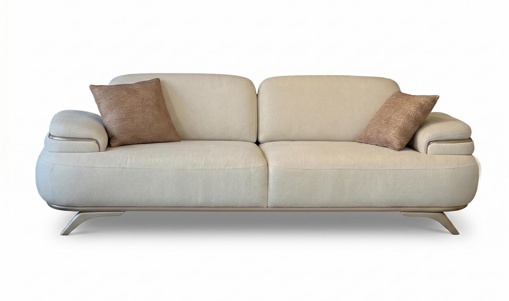 Sofa 3 Sitzer Modern Weiß Boucle Design Luxus Couch Polster Möbel Neu
