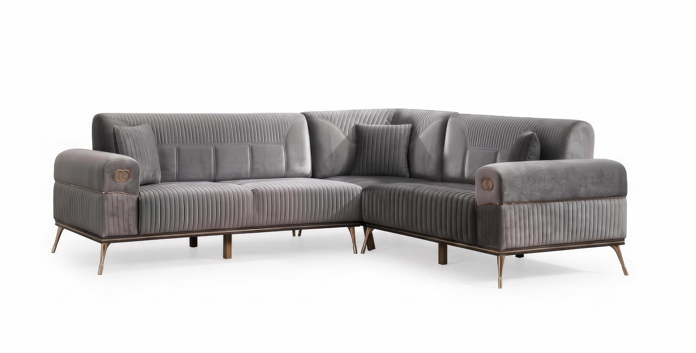 Ecksofa Modern Grau Samt Design Luxus L Form Couch Wohnzimmer Eckcouch