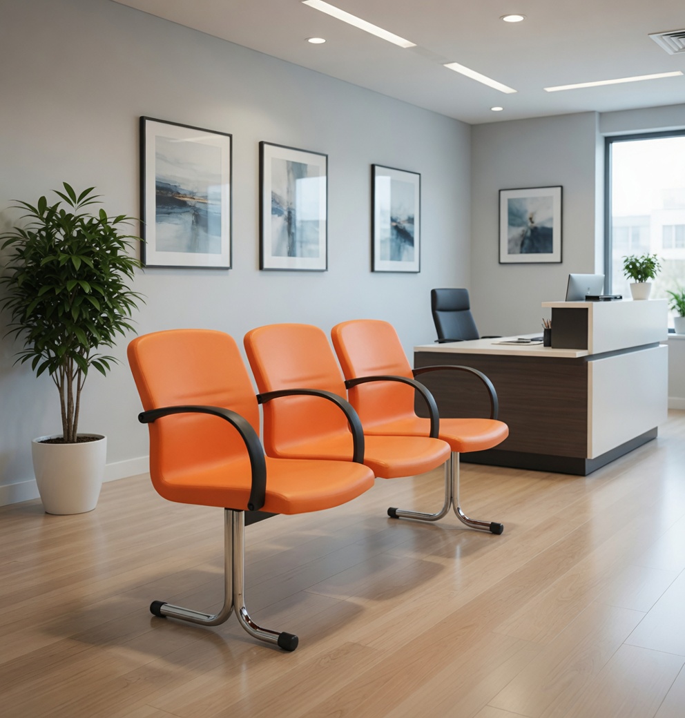 Dreier Besucherbank Orange Wartebereich 3 Sitzer