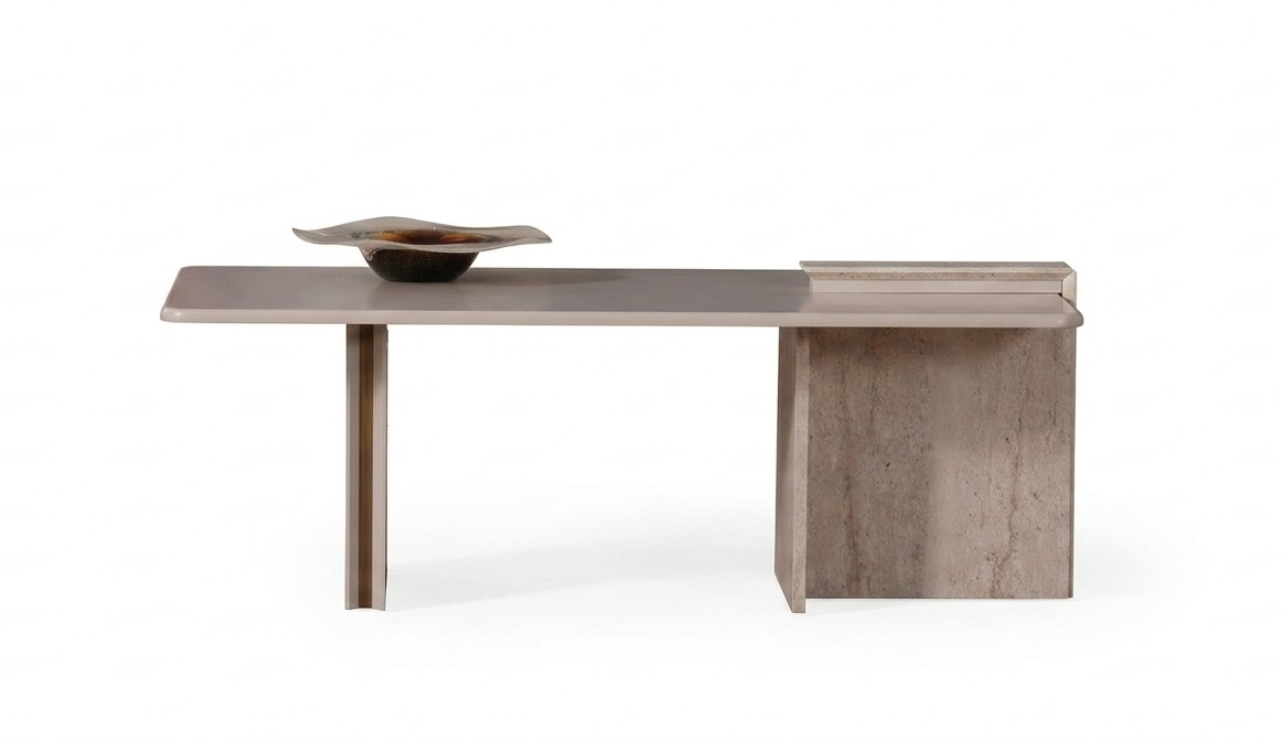Luxus Couchtisch Beige Marmor Optik Schreibtisch Design Wohnzimmer