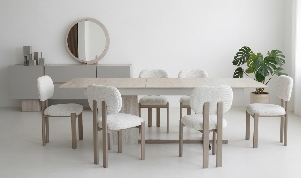 Esszimmer Set Esstisch 6x Stühle Konsole Spiegel Moderner Stil Braun
