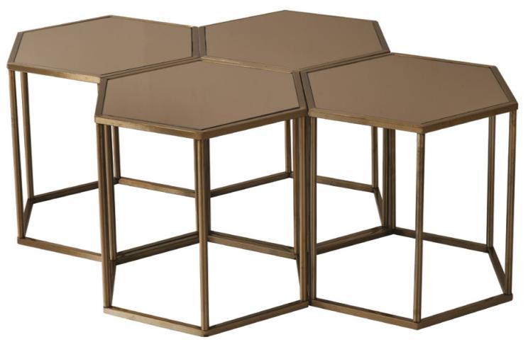 Couchtische Luxus Beistelltische Wohnzimmer Braun Neu Modern Metall