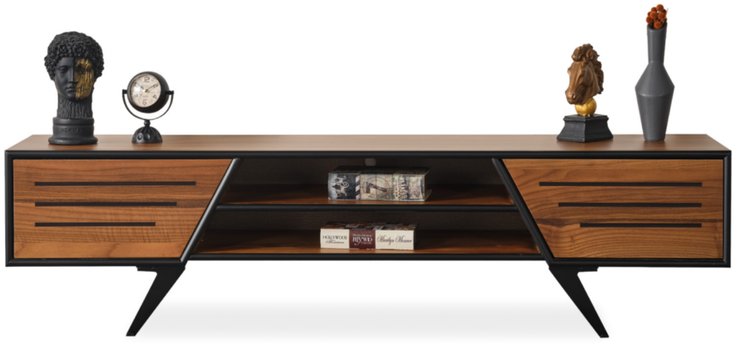 TV-Ständer Modern Fernsehschrank Wohnzimmer TV-Möbel Braun Holz Neu