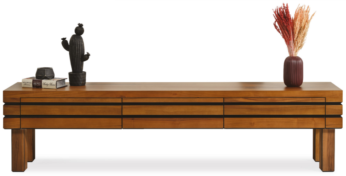Modern TV-Ständer Holz Natur Stilvoll Braun Neu TV-Möbel Wohnzimmer