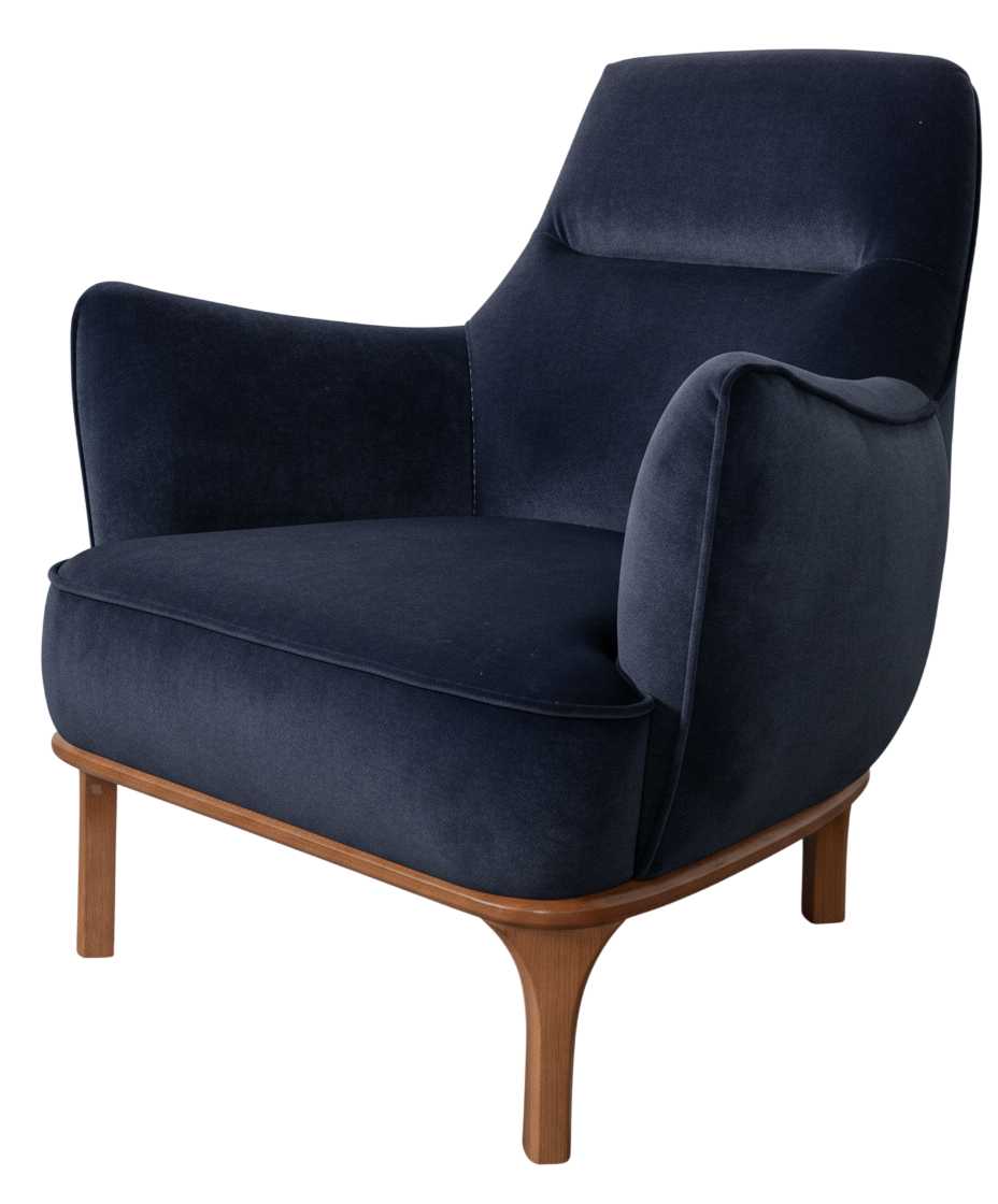 Sessel Modern Kissen Dunkelblau Gemütlich Elegant Hohe Rückenlehne Neu