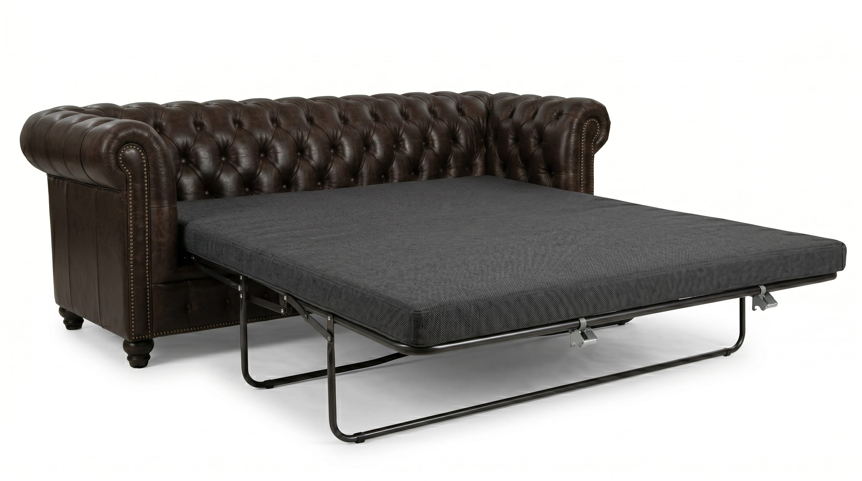 Braunes Schlafsofa 3-Sitzer-Chesterfield-Sofa Ausziehsofa Wohnzimmer