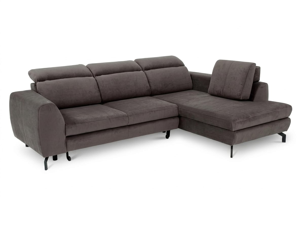 Graues L-förmiges Ecksofa aus Stoff großes Schlafsofa Ausziehsofa Wohnzimmer