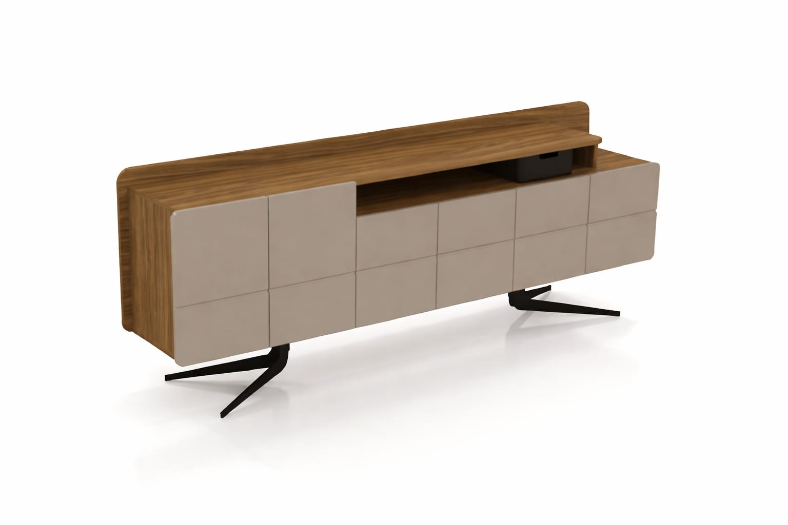Luxus Sideboard Modern Holzoptik Beige Schwarz Wohnzimmer Büro